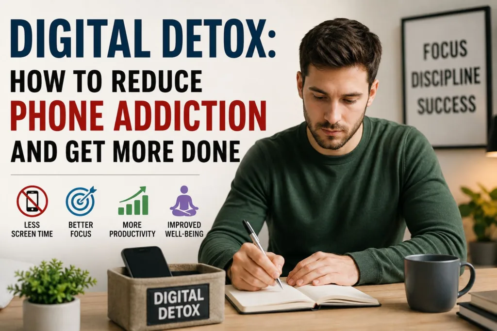 digital detox by reducing phone usage to improve focus and productivity