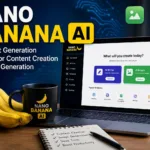 Nano Banana AI with content creation and AI image generation tools in a modern workspace.
